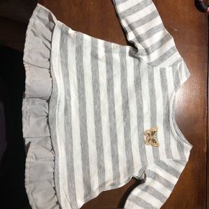 Striped gray shirt with gold butterfly 3 Months